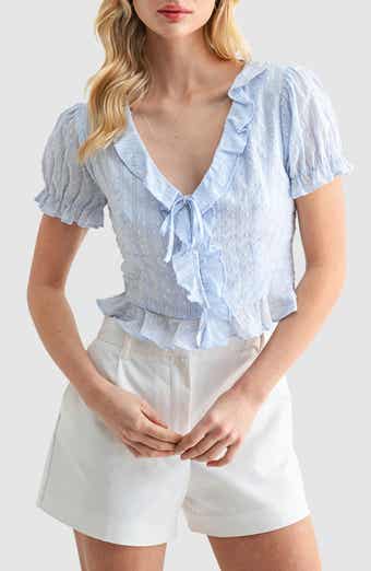 Lush Ruffle Trim Tie Front Top