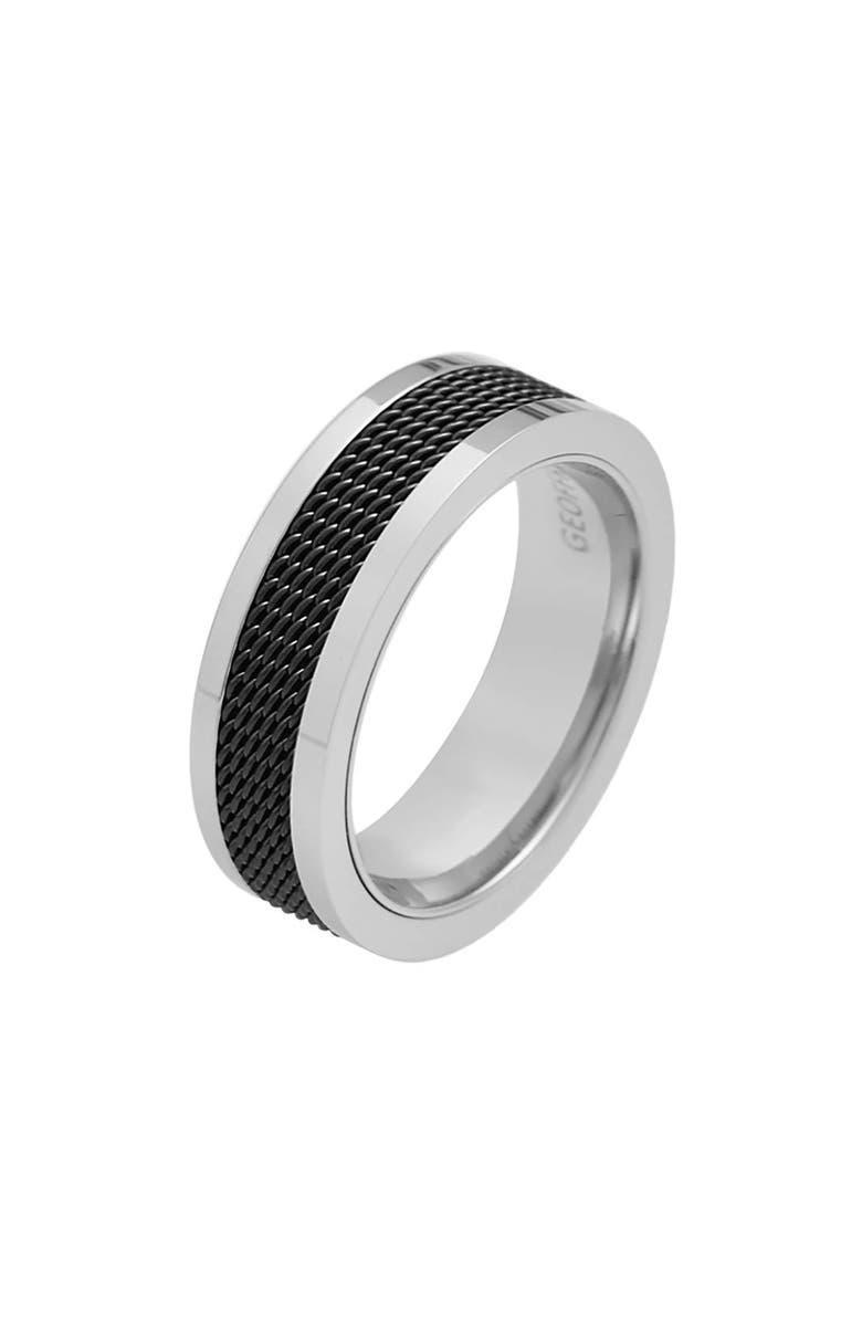 GEOFFREY BEENE Men's Stainless Steel Mesh Band Ring, Alternate, color, Black