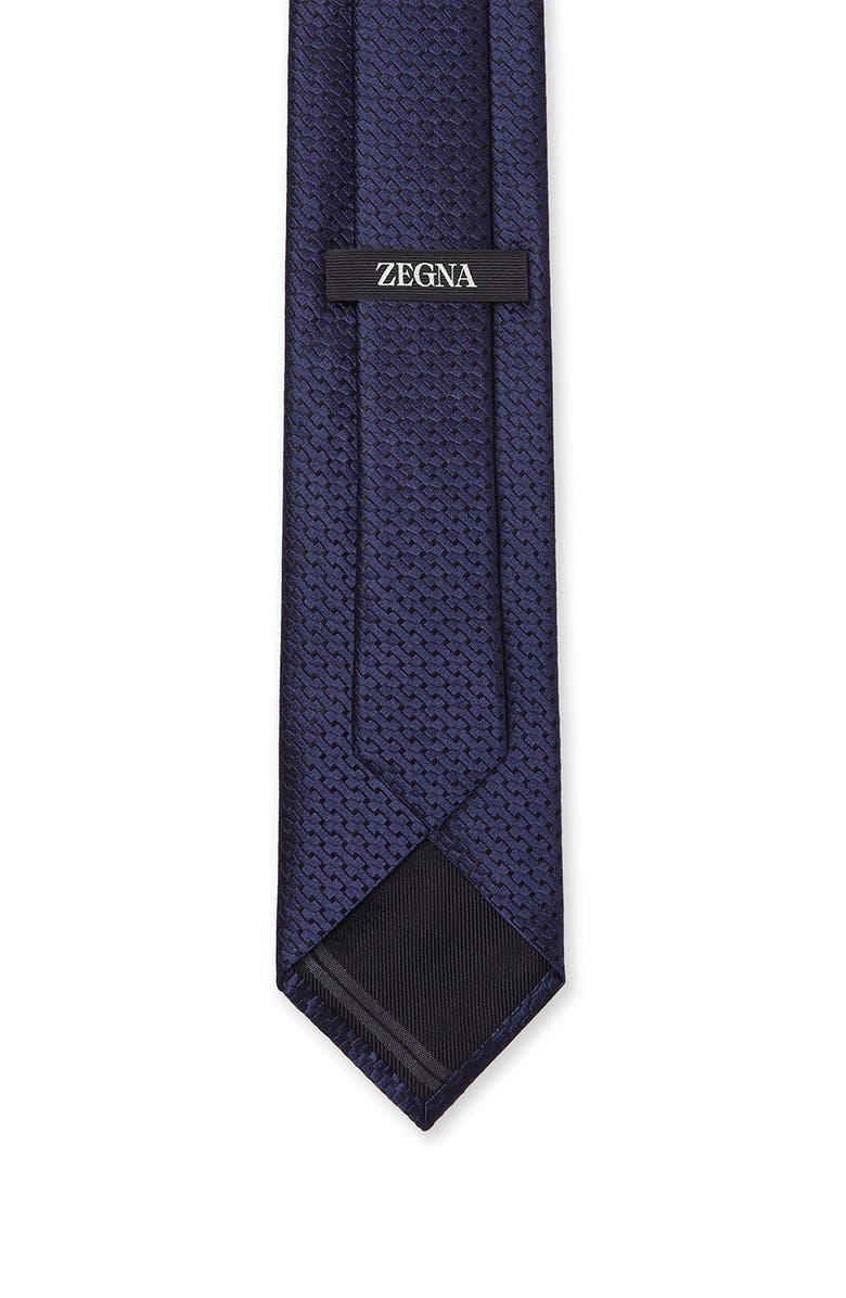 ZEGNA TIES Dark Blue Macroarmature Silk Tie, Alternate, color, 