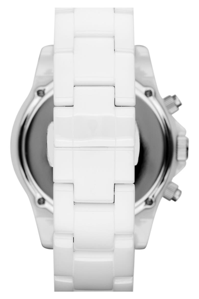 Michael Kors 'Madison' Crystal Bezel Ceramic Watch, 41mm, Alternate, color, WHITE