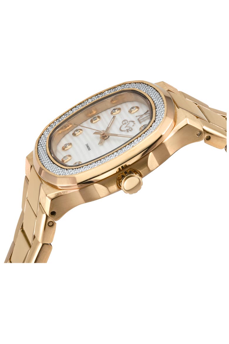 Potente White Mother of Pearl Dial Diamond Bracelet Watch, 33mm - 0.132ct., Alternate, color, ROSE GOLD