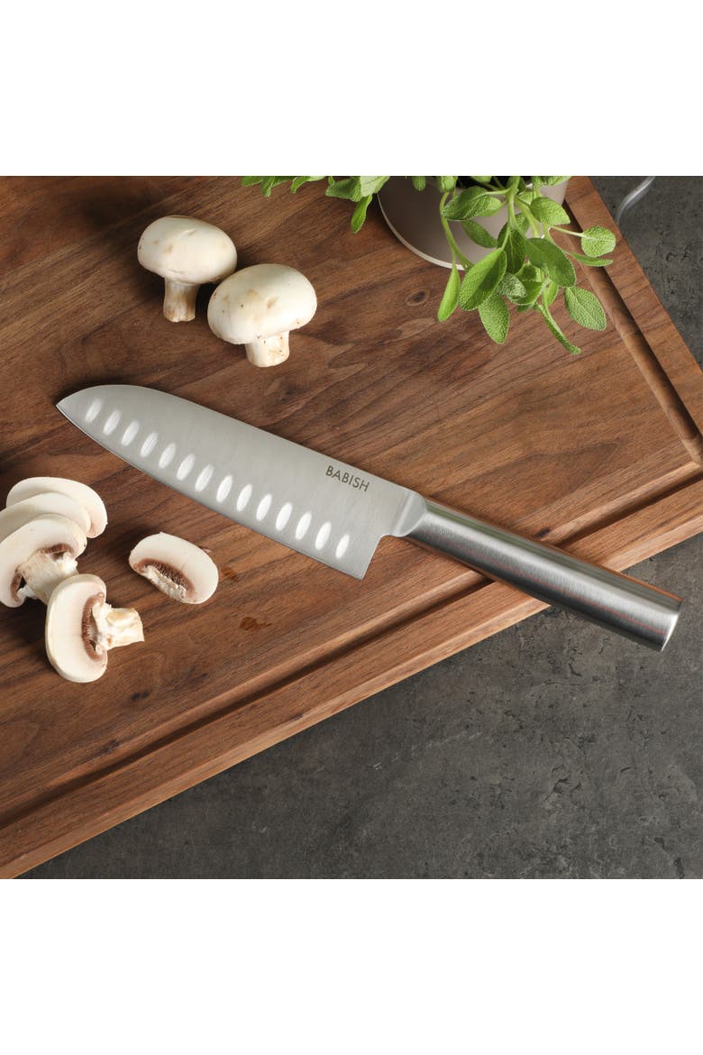 High Carbon German Steel Santoku Knife with Full Tang Blade, Alternate, color, Silver