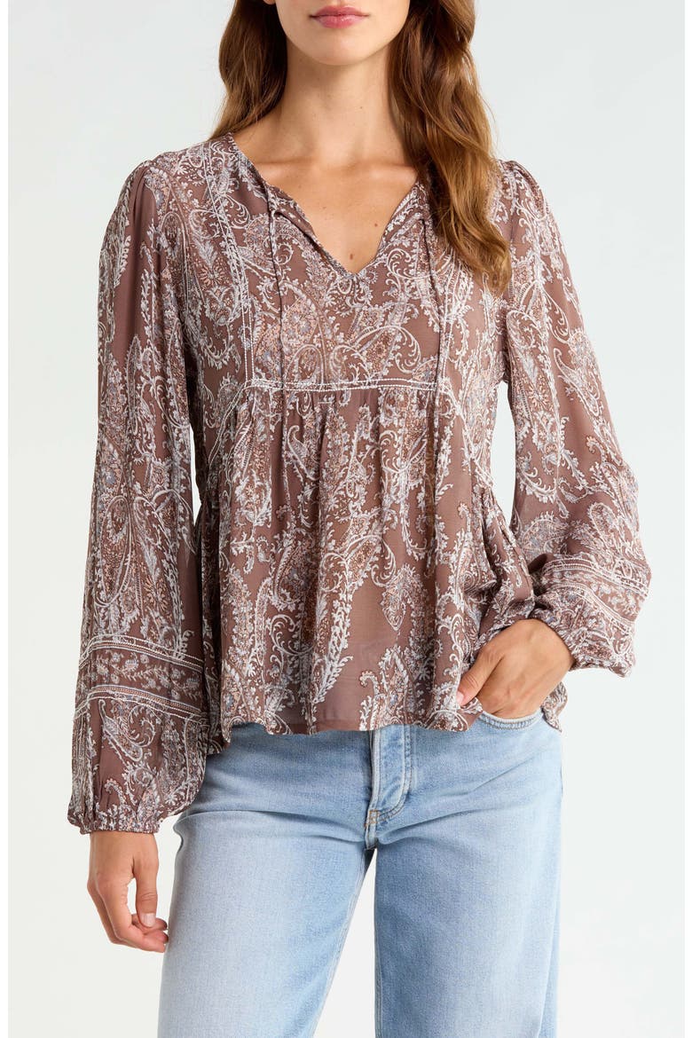 Paisley Peasant Top, Main, color, BROWN PAISLEY