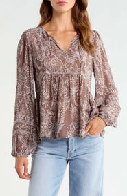 Lucky Brand Paisley Peasant Top