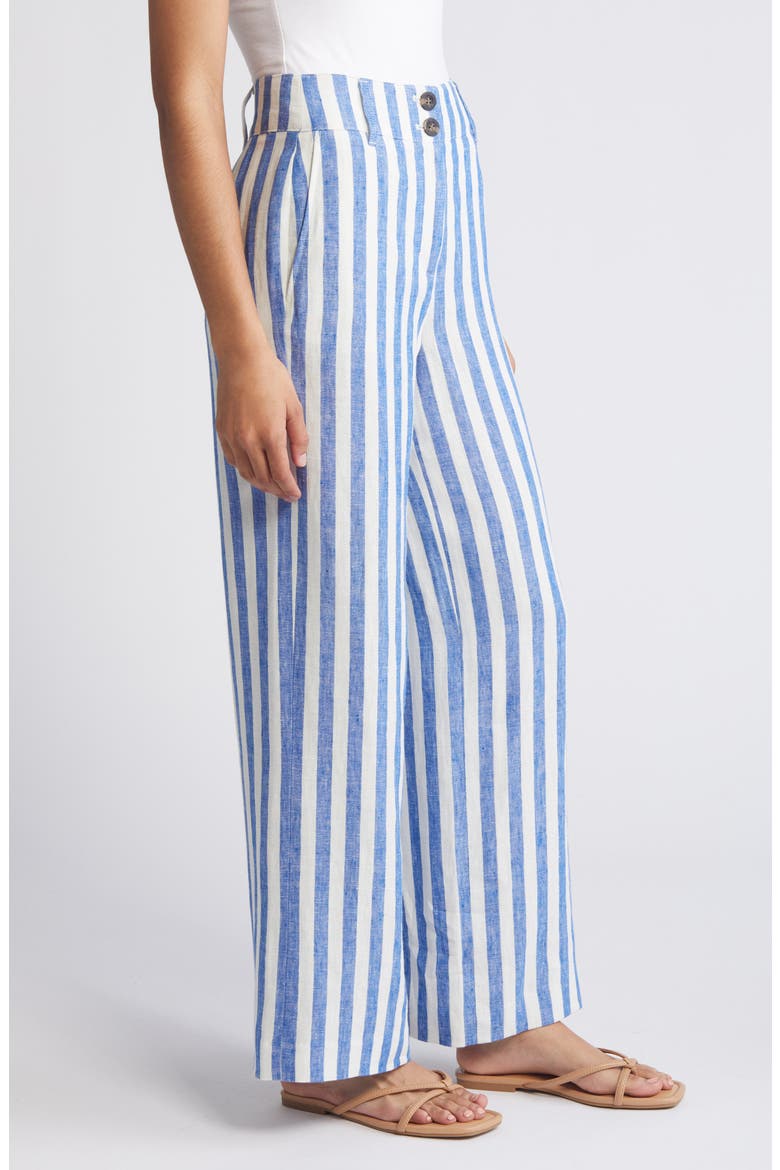 Westbourne Wide Leg Linen Trousers, Alternate, color, STRIPE