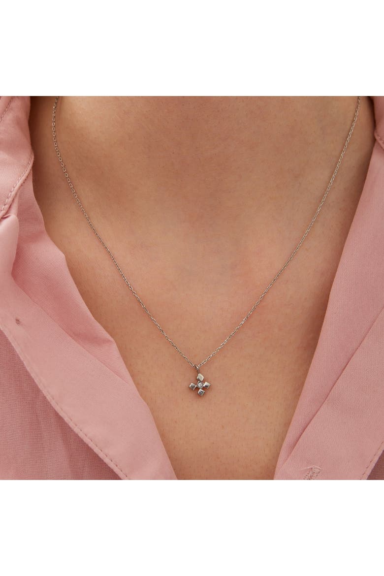 Four Cube Blocks Natural Textured Sterling Silver Authentic Pendant Necklace, Alternate, color, Silver