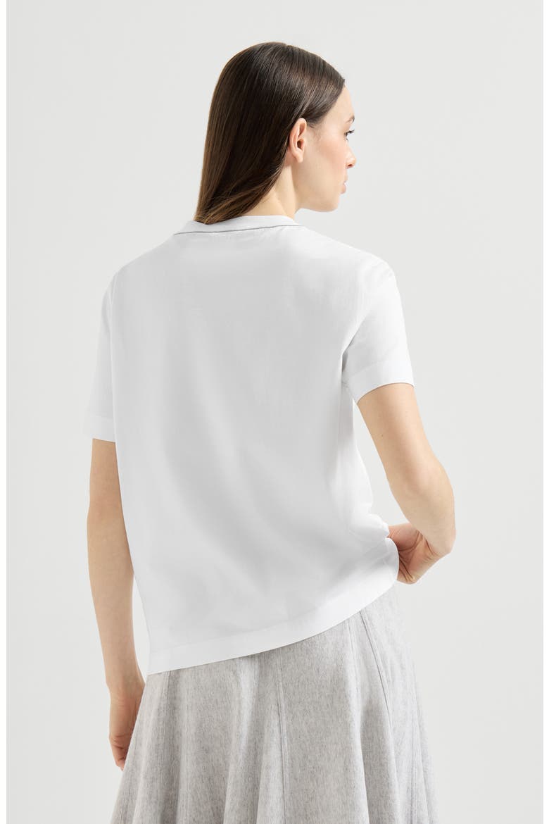 Cotton jersey T-shirt with monili, Alternate, color, White
