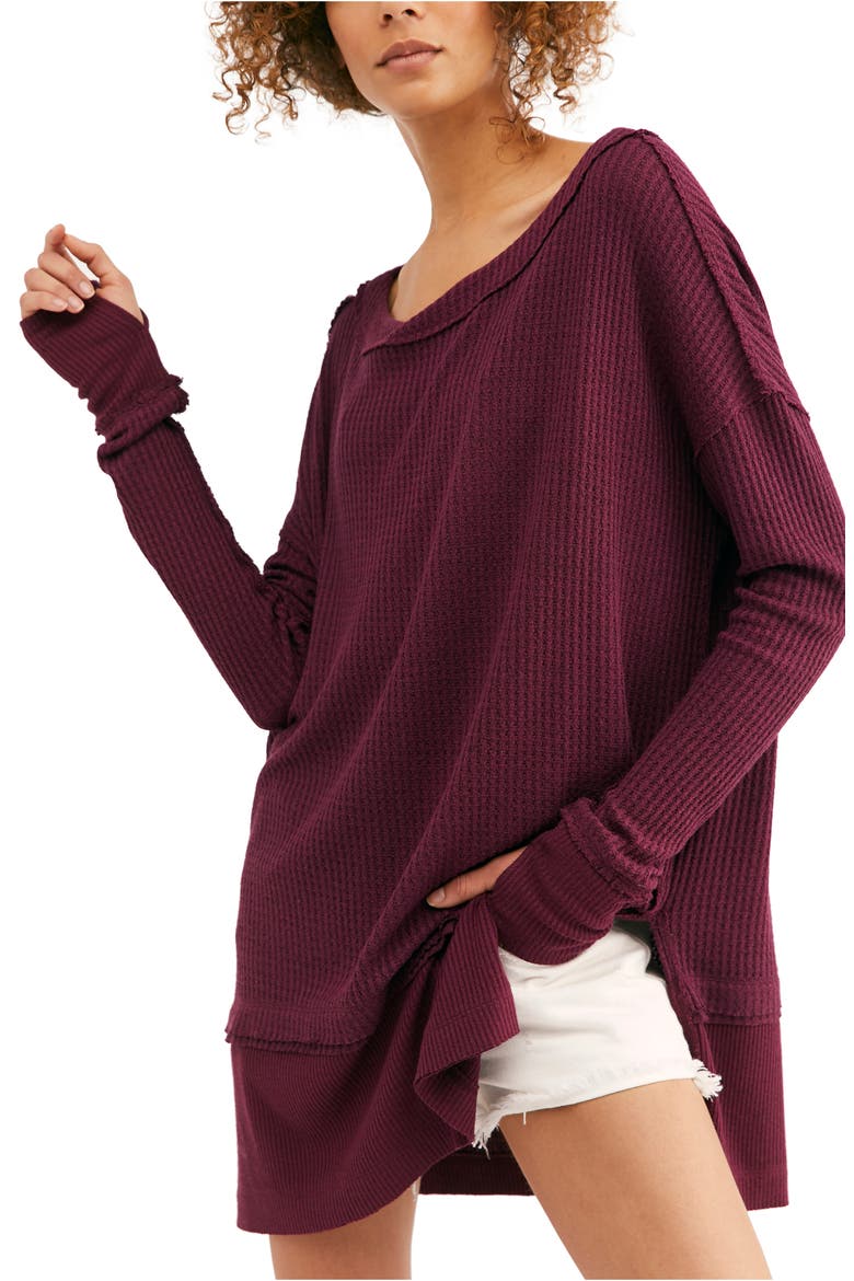 North Shore Thermal Knit Tunic Top, Main, color, FIG SORBET