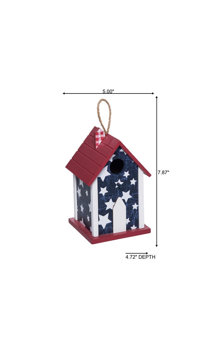 Transpac MDF Patriotic Birdhouse Multicolored for Spring Home Decor, Alternate, color, Multicolored