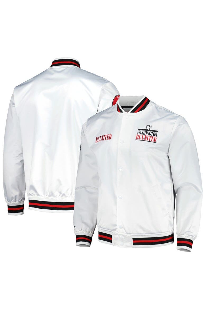 Men's Mitchell & Ness  White D.C. United City Full-Snap Satin Jacket, Main, color, White