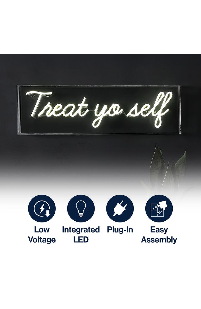 JONATHAN Y Treat Contemporary Glam Acrylic Box USB Operated LED Neon Light, Alternate, color, White