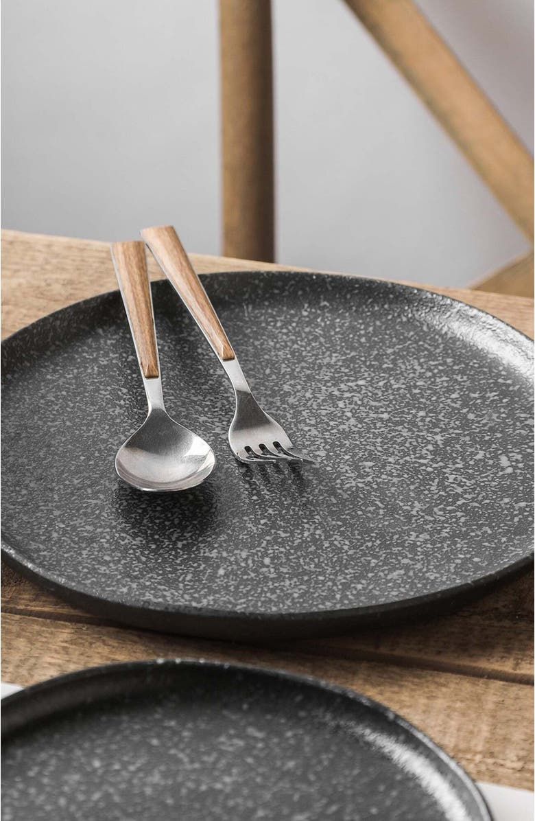 Stone Lain Tom Stoneware 4-Piece Dinner Plate Set, Alternate, color, Black And White