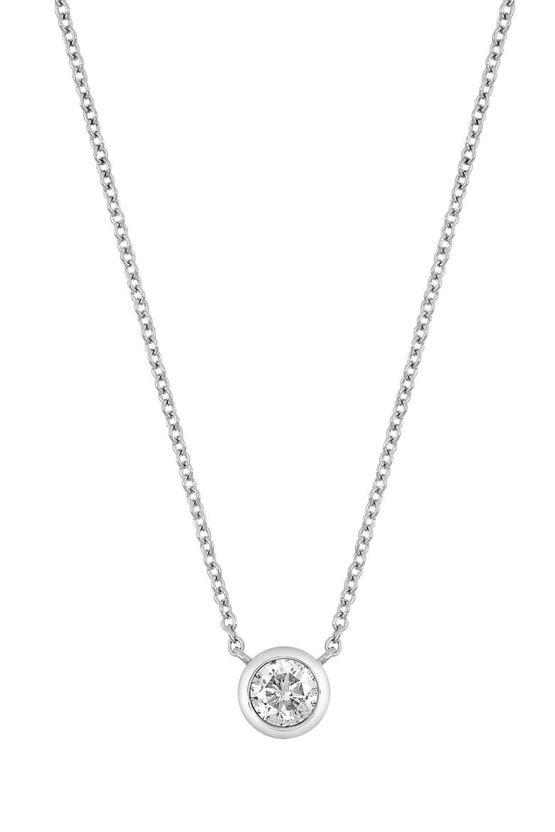 Diamond Bezel Pendant Necklace - 0.12 ctw (Nordstrom Exclusive), Main, color, 14K WHITE GOLD