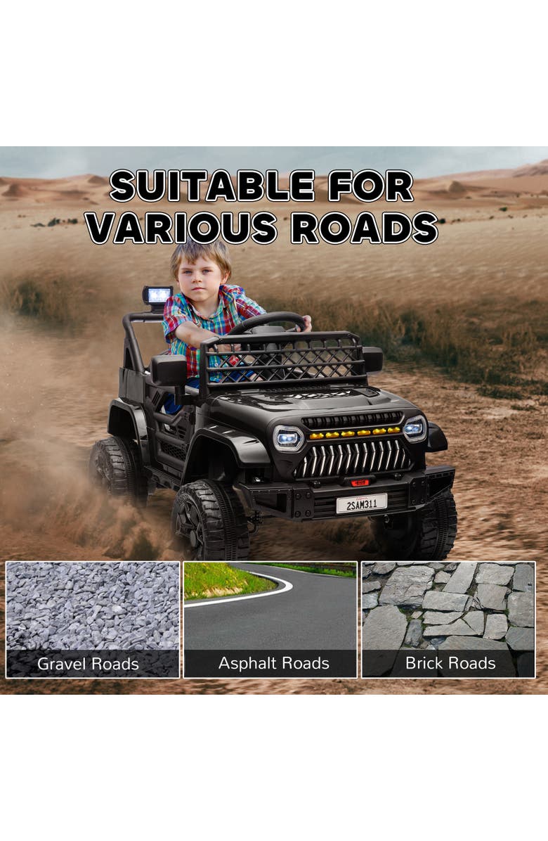 Qaba 12V Kids Ride On Truck w/ Remote, Spring Suspension, 3 Speeds, Alternate, color, Black