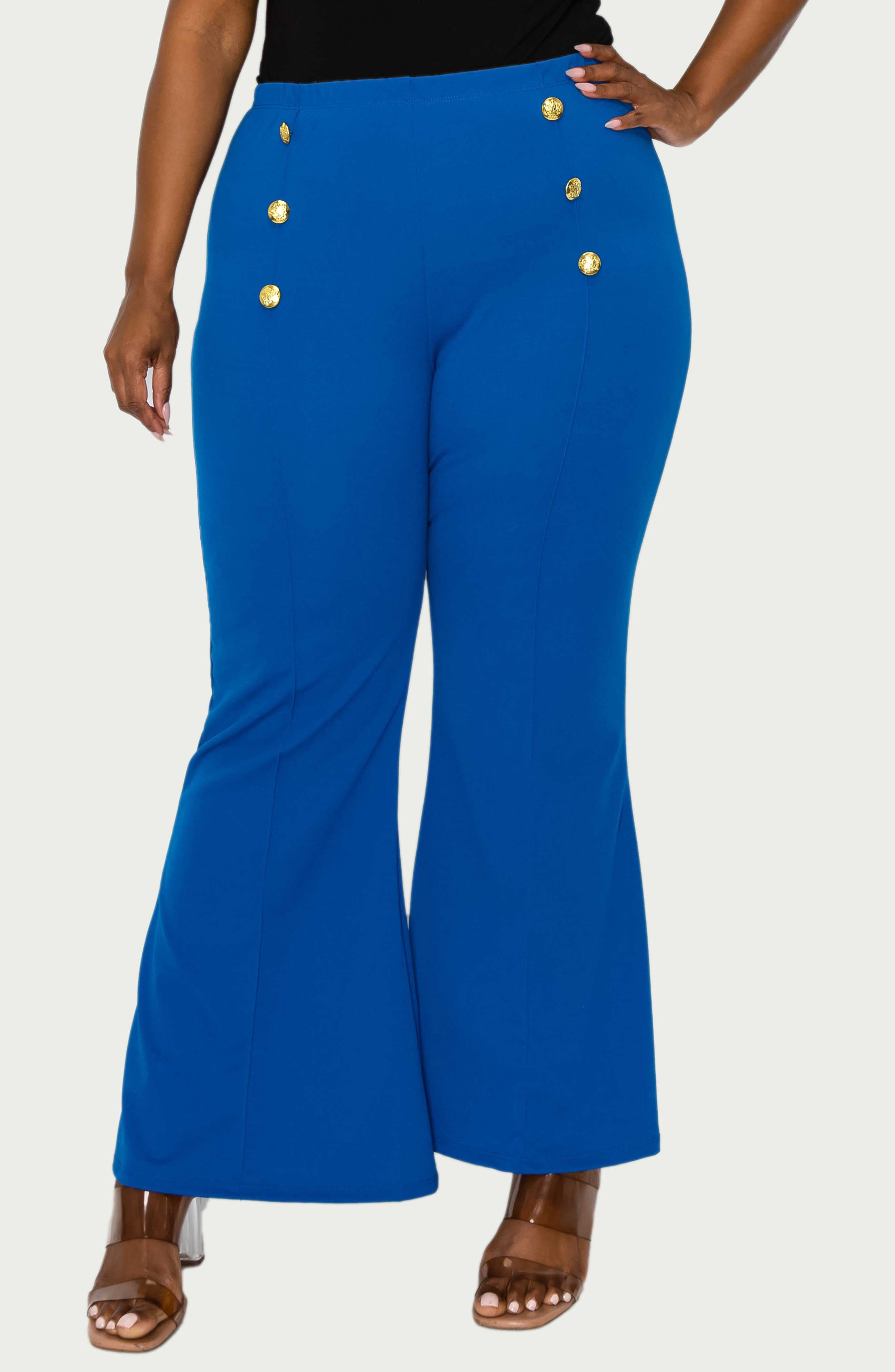 Button High Waist Flare Pants - image 3