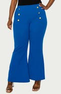 L I V D Button High Waist Flare Pants