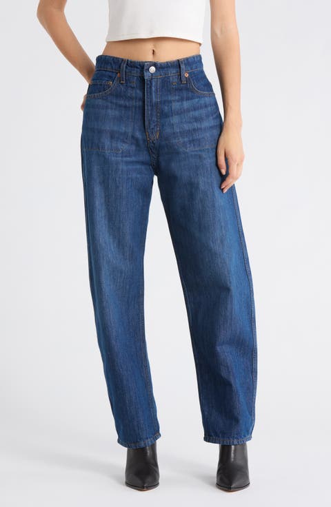 The Rewind Reversible High Waist Crop Barrel Leg Jeans
