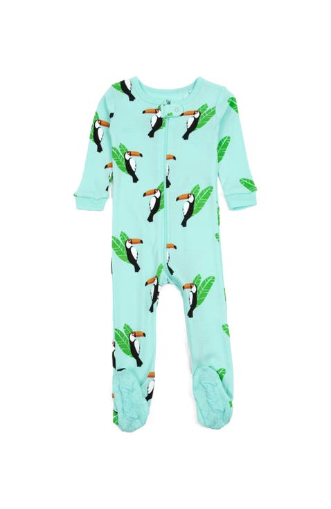 Footed Printed Cotton Matching Family Pajamas, Animal Kingdom Prints (Baby)