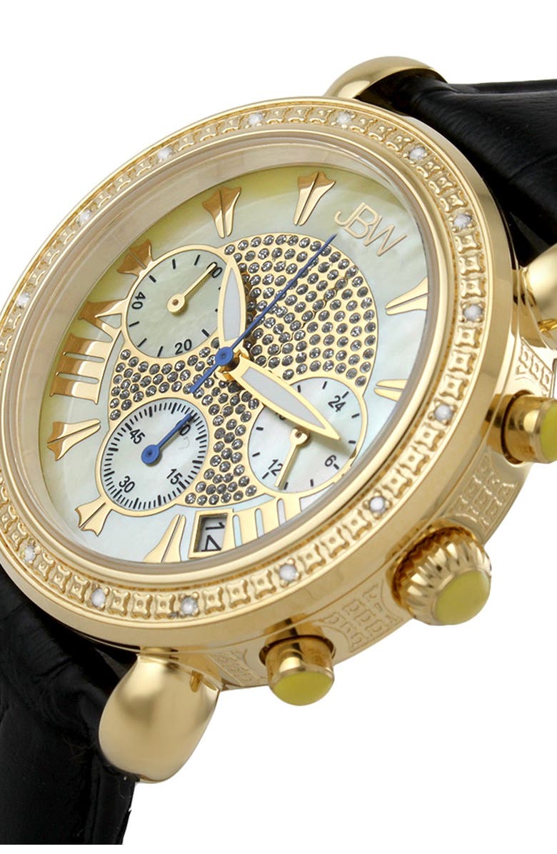 JBW Women's Victory Diamond Embossed Leather Strap Watch, 37mm - 0.16 ctw, Alternate, color, 
