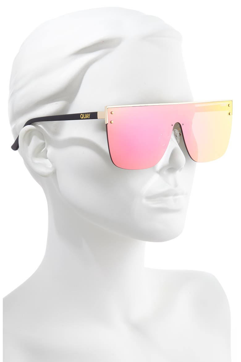 Blocked Shield 57mm Shiled Sunglasses, Alternate, color, GOLD/ PINK BLUE GRADIENT