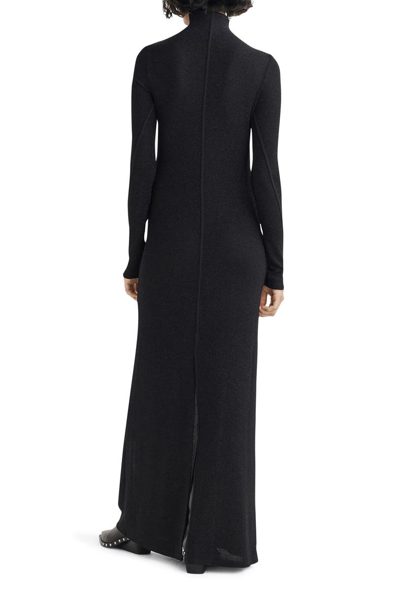 rag & bone Lilith Metallic Long Sleeve Turtleneck Maxi Sweater Dress, Alternate, color,