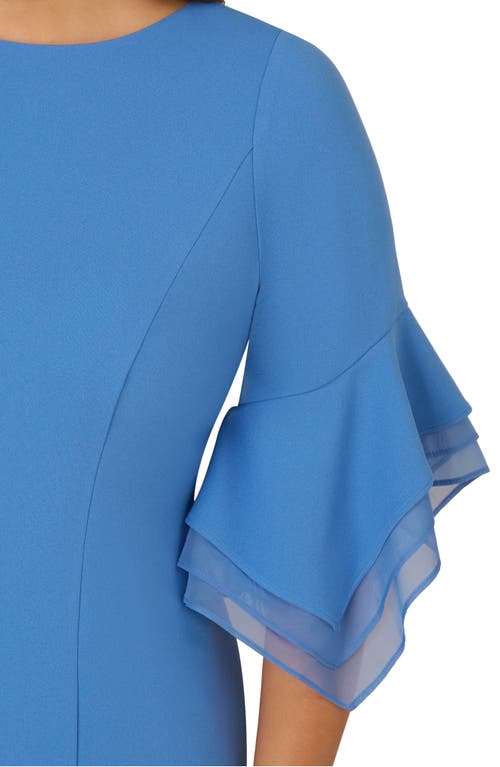 ADRIANNA PAPELL ADRIANNA PAPELL TIERED ORGANZA & KNIT CREPE SHEATH DRESS