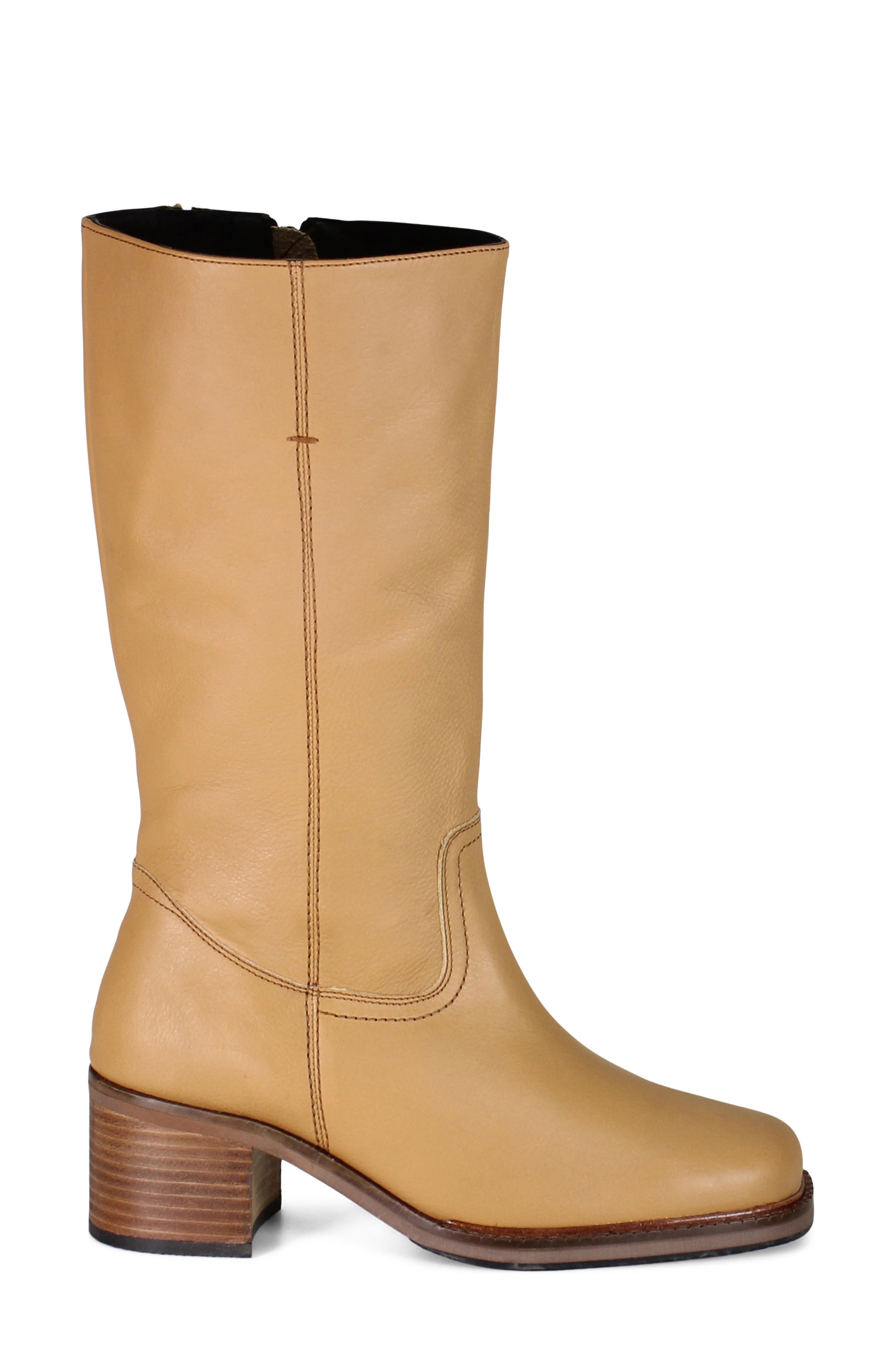 Soo Thing Leather Knee High Boot, Alternate, color, YELLOW