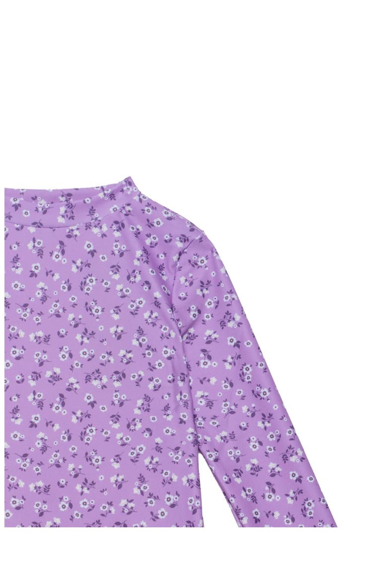Ditsy Floral Long Sleeve Rash Guard Set, Alternate, color, Violet