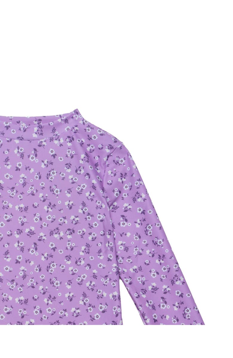 Gottex Kids Ditsy Floral Long Sleeve Rash Guard Set, Alternate, color, Violet