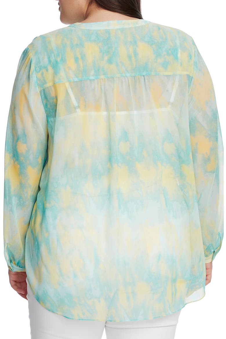 Tie Dye Henley Tunic, Alternate, color, AQUA ICE