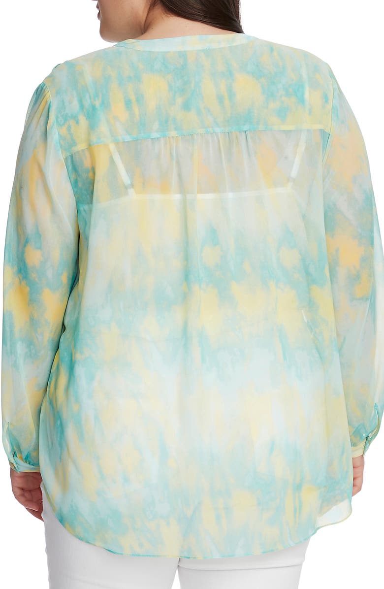 Vince Camuto Tie Dye Henley Tunic, Alternate, color, 