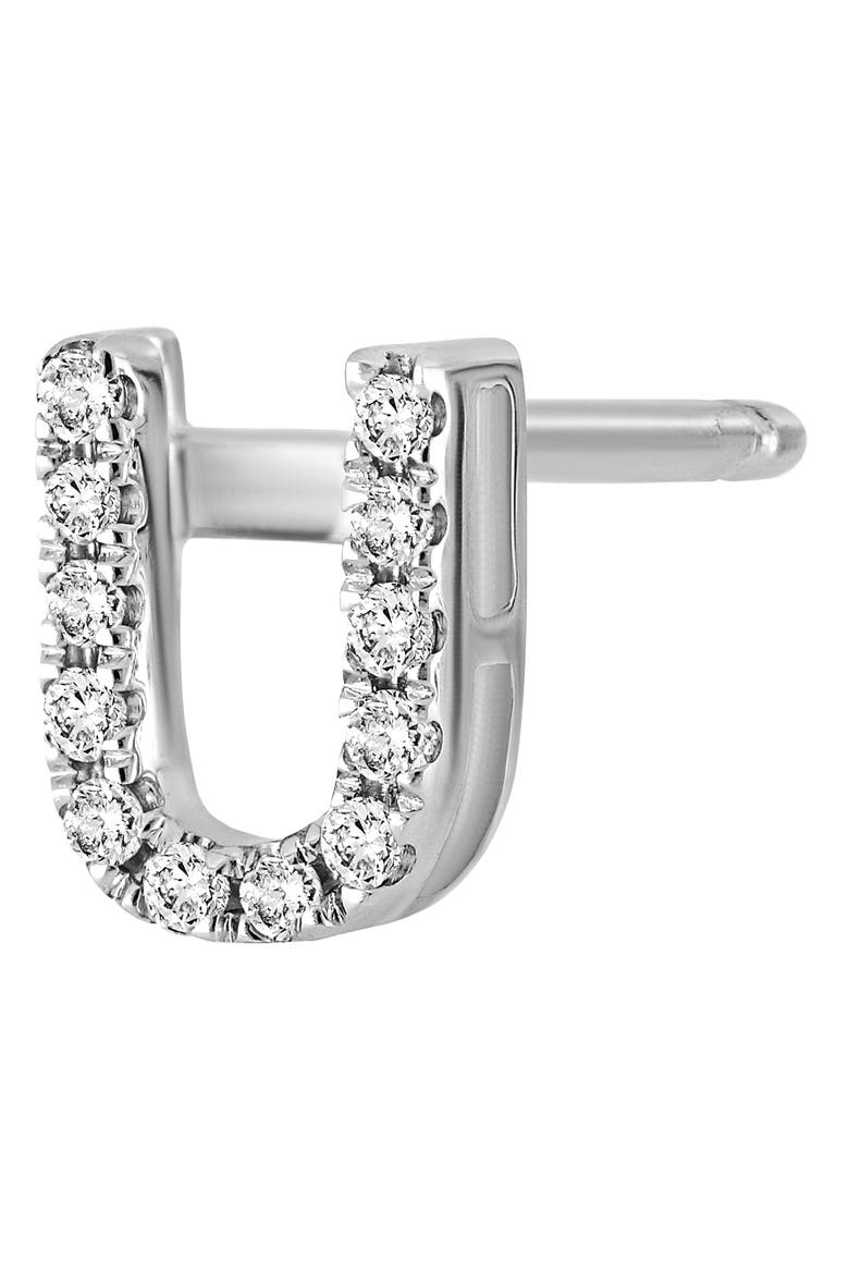 Single Initial Earring   (Nordstrom Exclusive), Alternate, color, WHITE GOLD/ U
