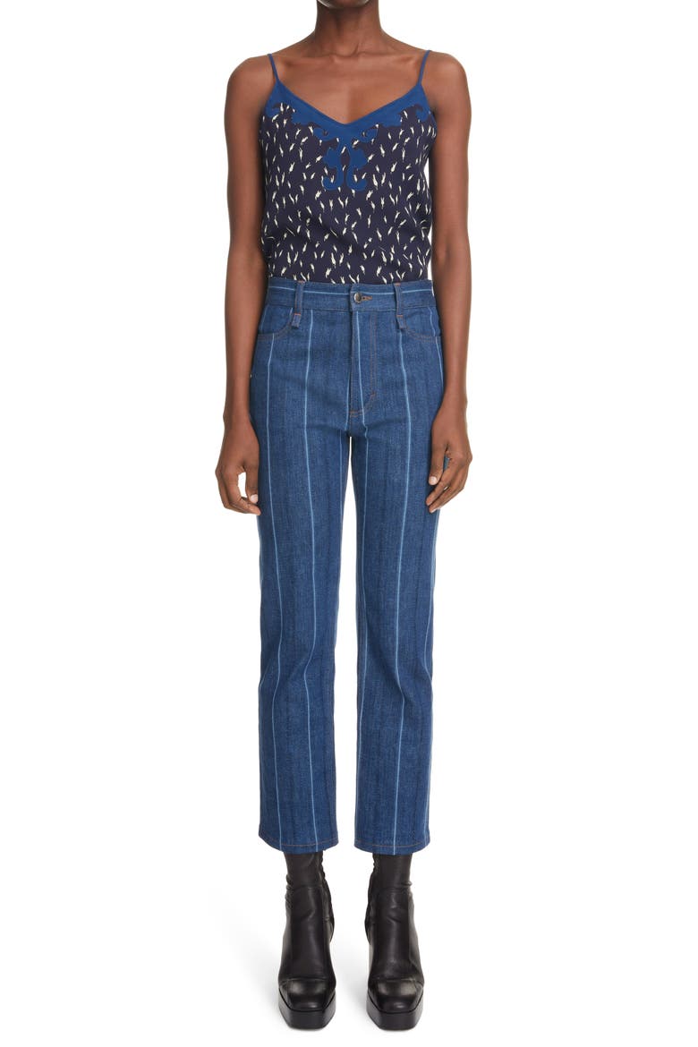 Stripe Denim Crop Pants, Alternate, color, ROYAL NAVY 49Q
