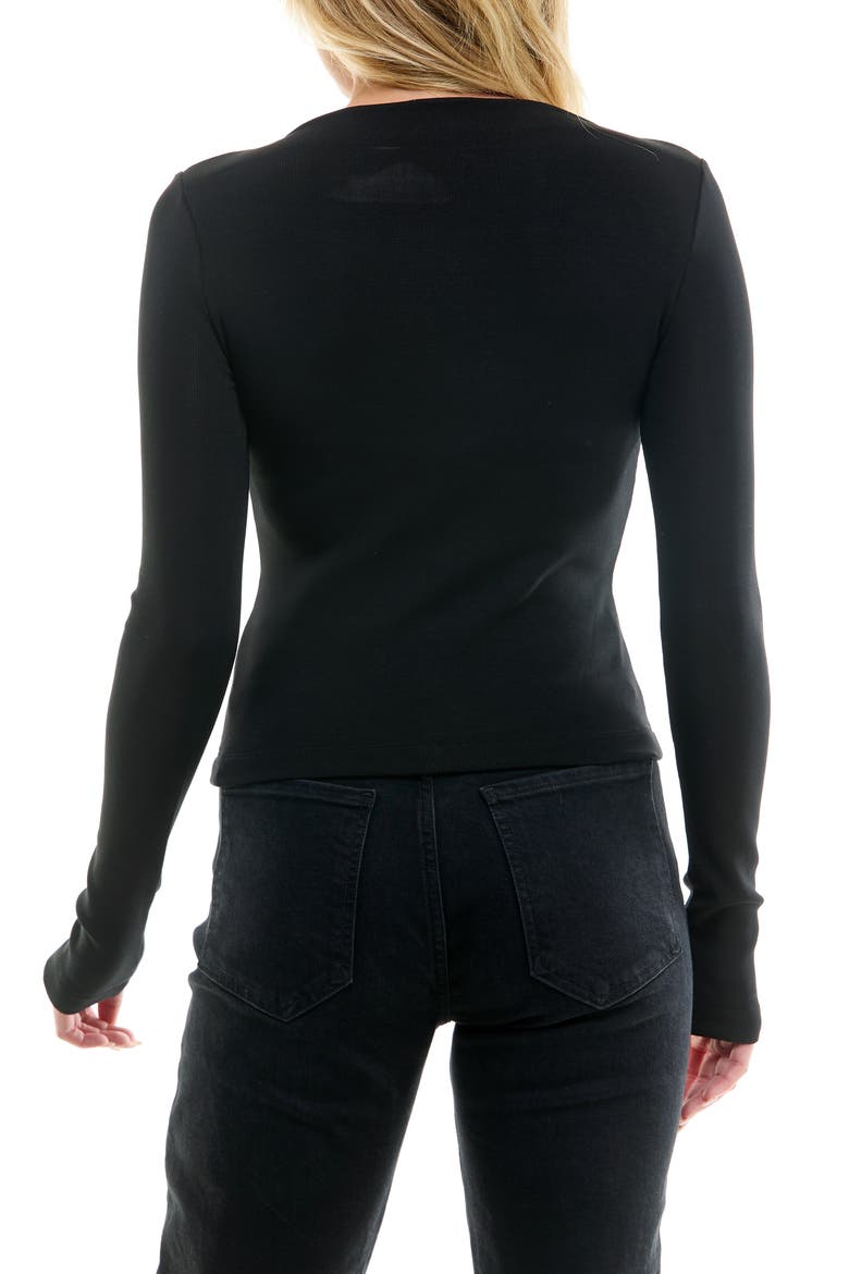 Ribbed Boat Neck T-Shirt, Alternate, color, BLACK
