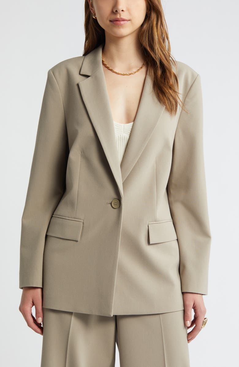 Open Edit Relaxed Fit Blazer, Alternate, color, Grey Chia