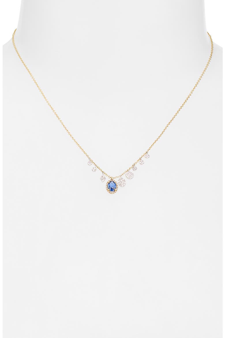 14k Gold Sapphire and Diamond Charm Necklace, Alternate, color, YELLOW GOLD