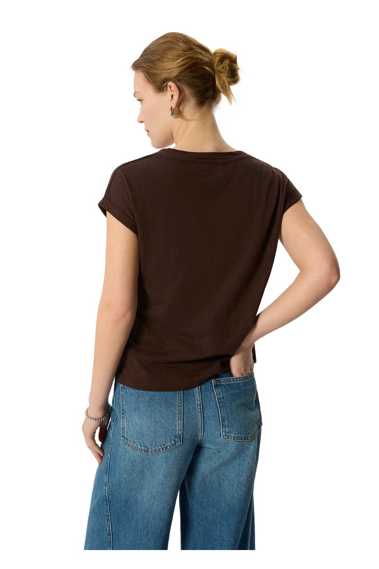 Willa V-neck Cap Sleeve Top, Alternate, color, Chocolate