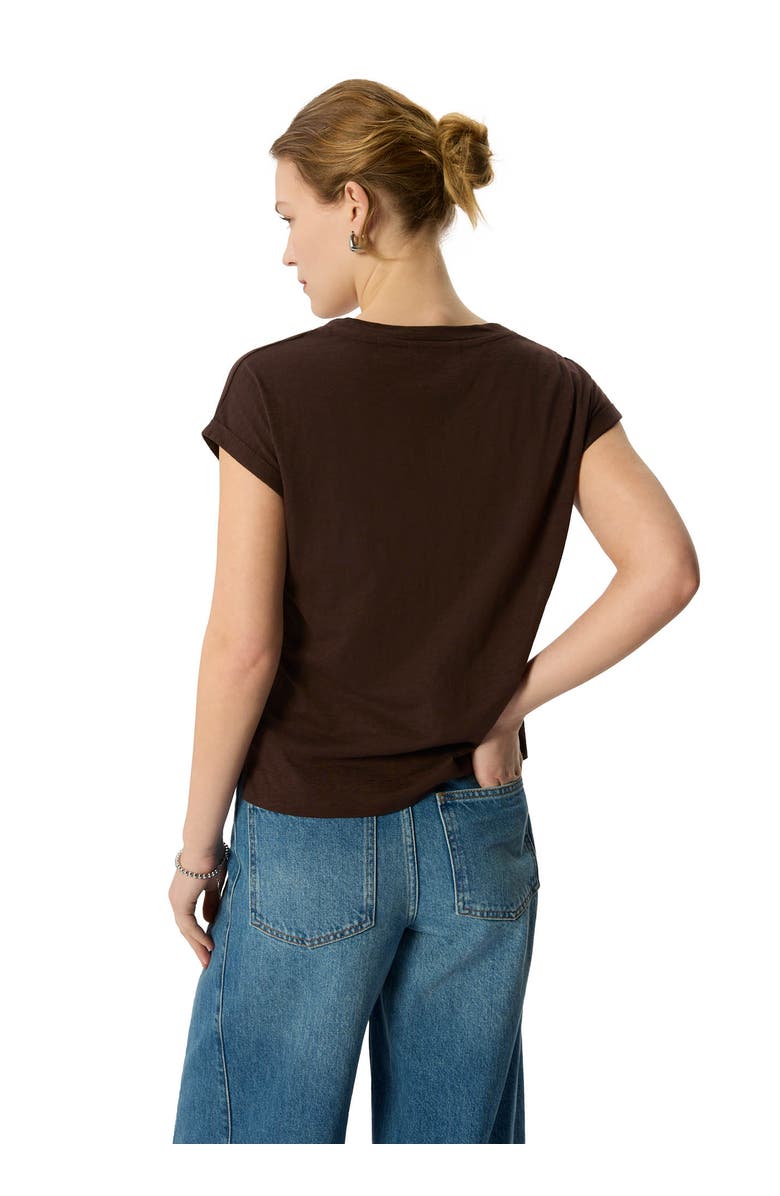 Whistles Willa V-neck Cap Sleeve Top, Alternate, color, Chocolate