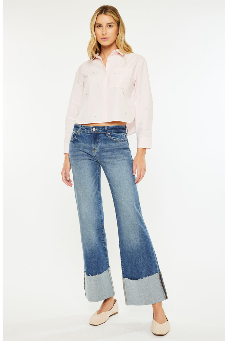 Sierra Mid Rise Wide Leg Jeans, Alternate, color, Dark Wash
