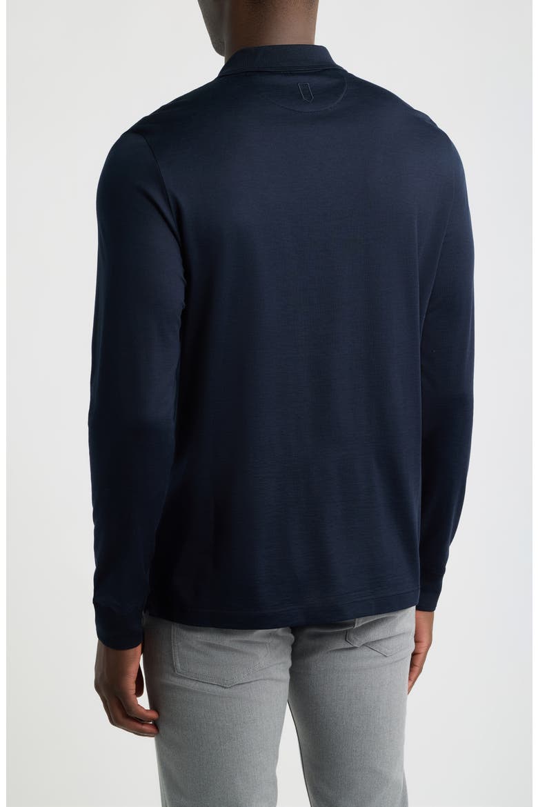 Silk & Cotton Long Sleeve Polo, Alternate, color, NAVY