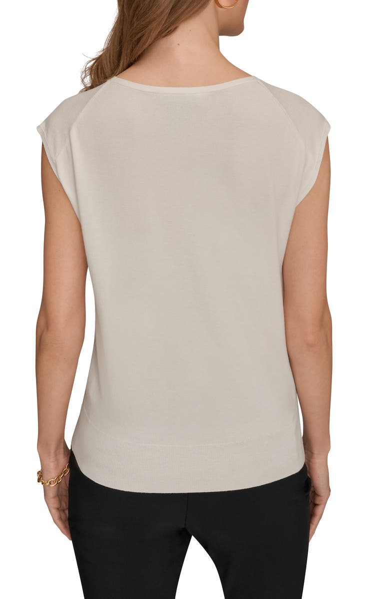 Donna Karan New York Coil Cap Sleeve Sweater, Alternate, color, Cream