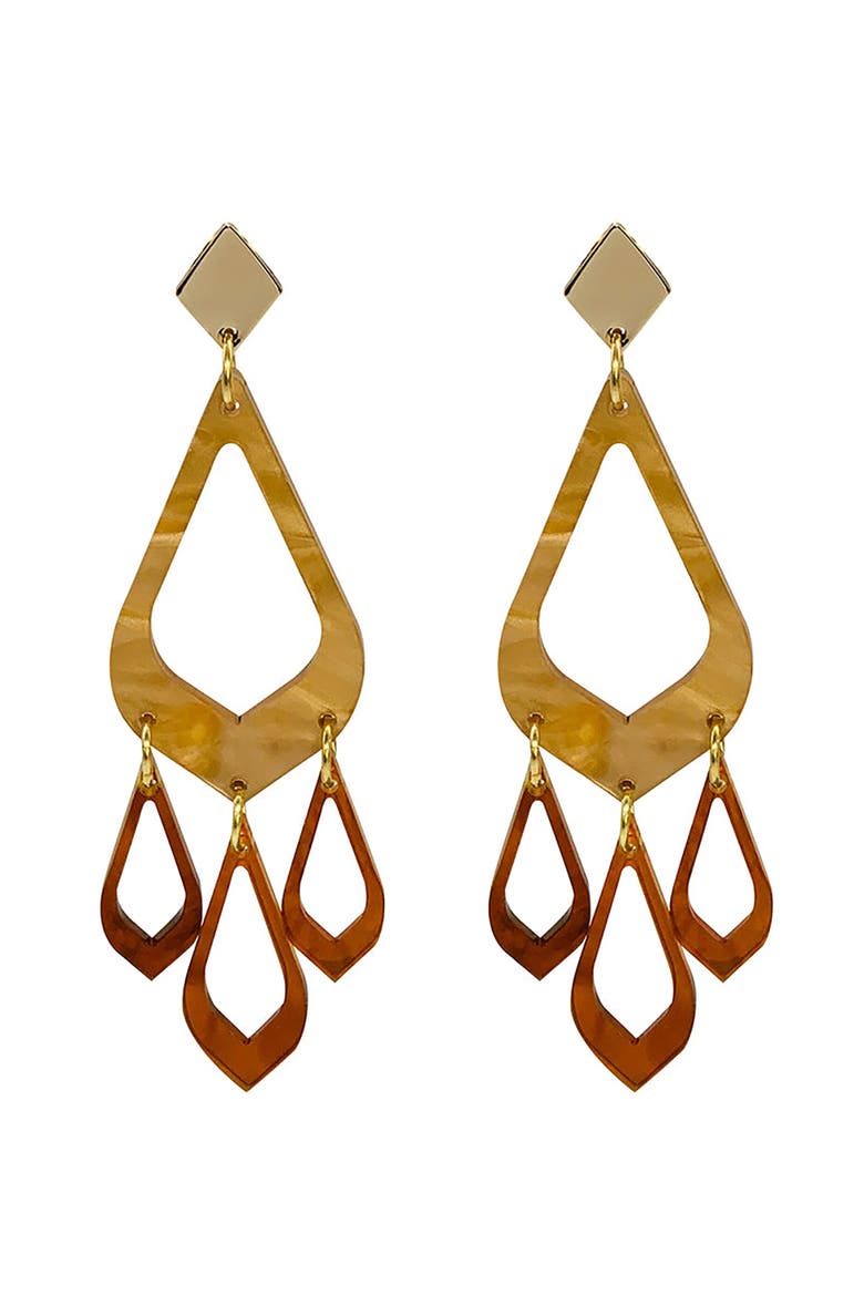 Feather Drop Earrings - Caramel Swirl & Tortoiseshell, Main, color, Caramel Swirl & Tortoiseshell