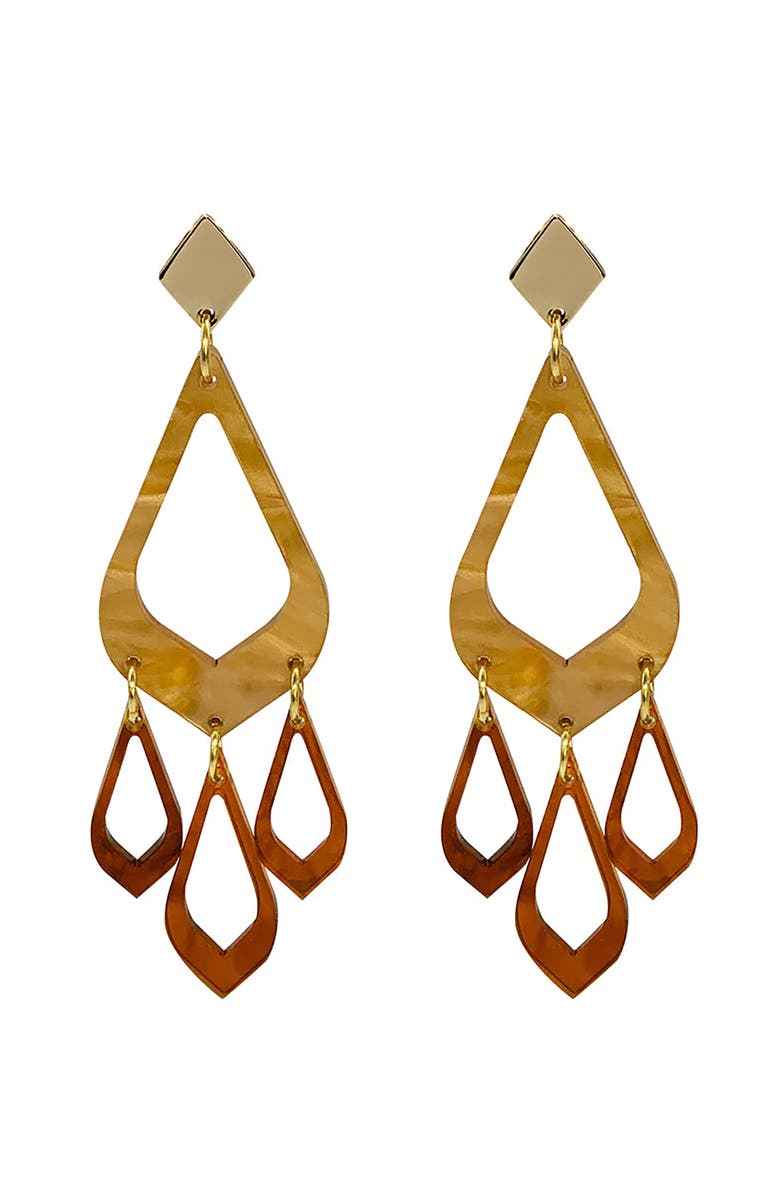 Toolally Feather Drop Earrings - Caramel Swirl & Tortoiseshell, Main, color, Caramel Swirl & Tortoiseshell