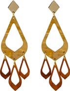 Toolally Feather Drop Earrings - Caramel Swirl & Tortoiseshell