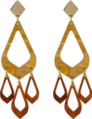 Toolally Feather Drop Earrings - Caramel Swirl & Tortoiseshell