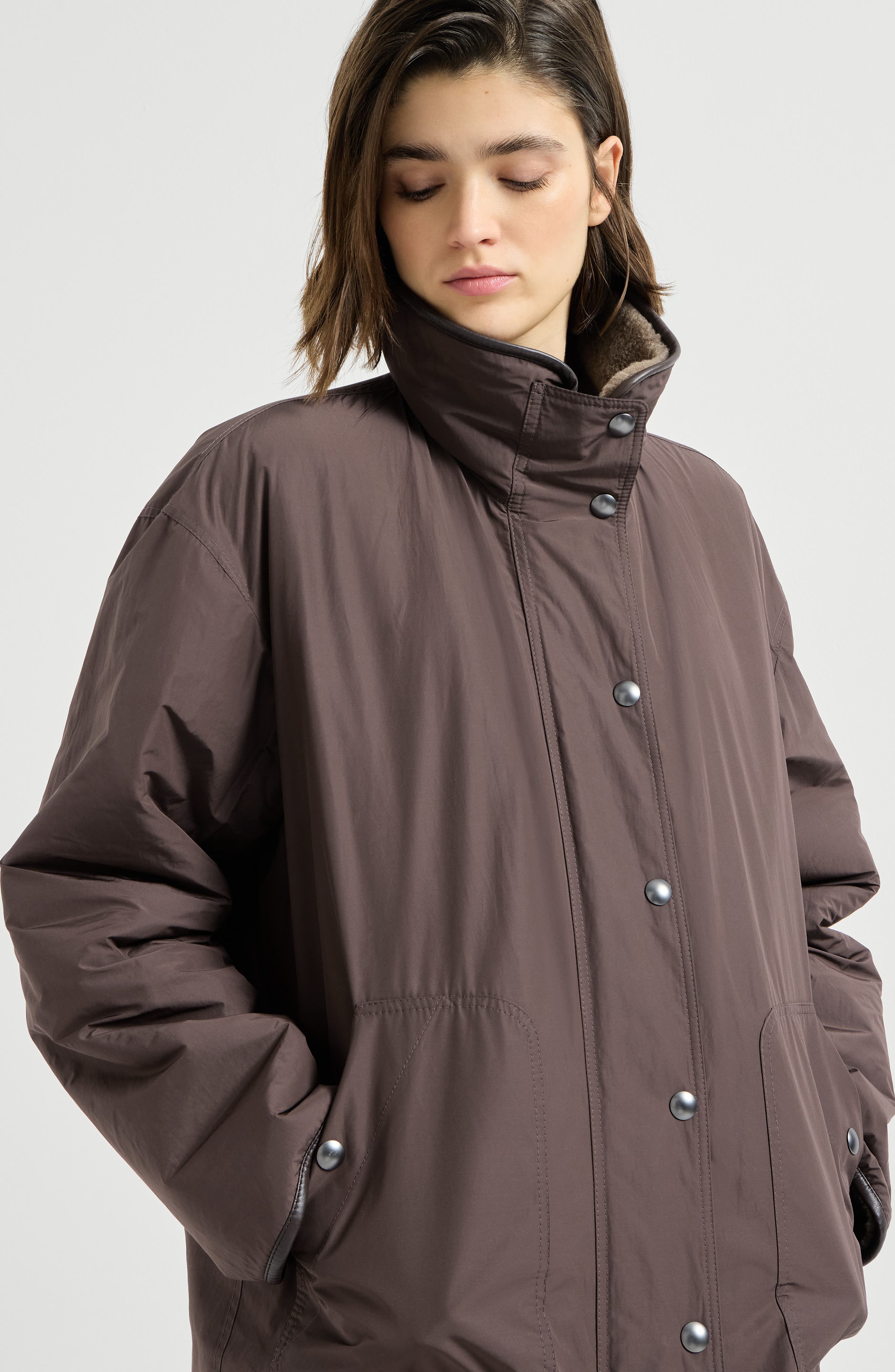 Brunello Cucinelli Reversible Shearling Coat With Monili (Women ...