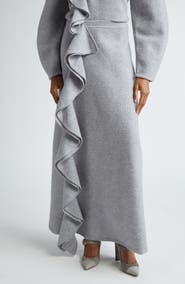Ulla Johnson Mireya Cascade Ruffle Wool Maxi Sweater Skirt