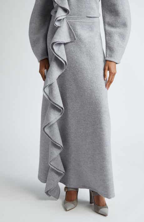 Ulla Johnson Mireya Cascade Ruffle Wool Maxi Sweater Skirt