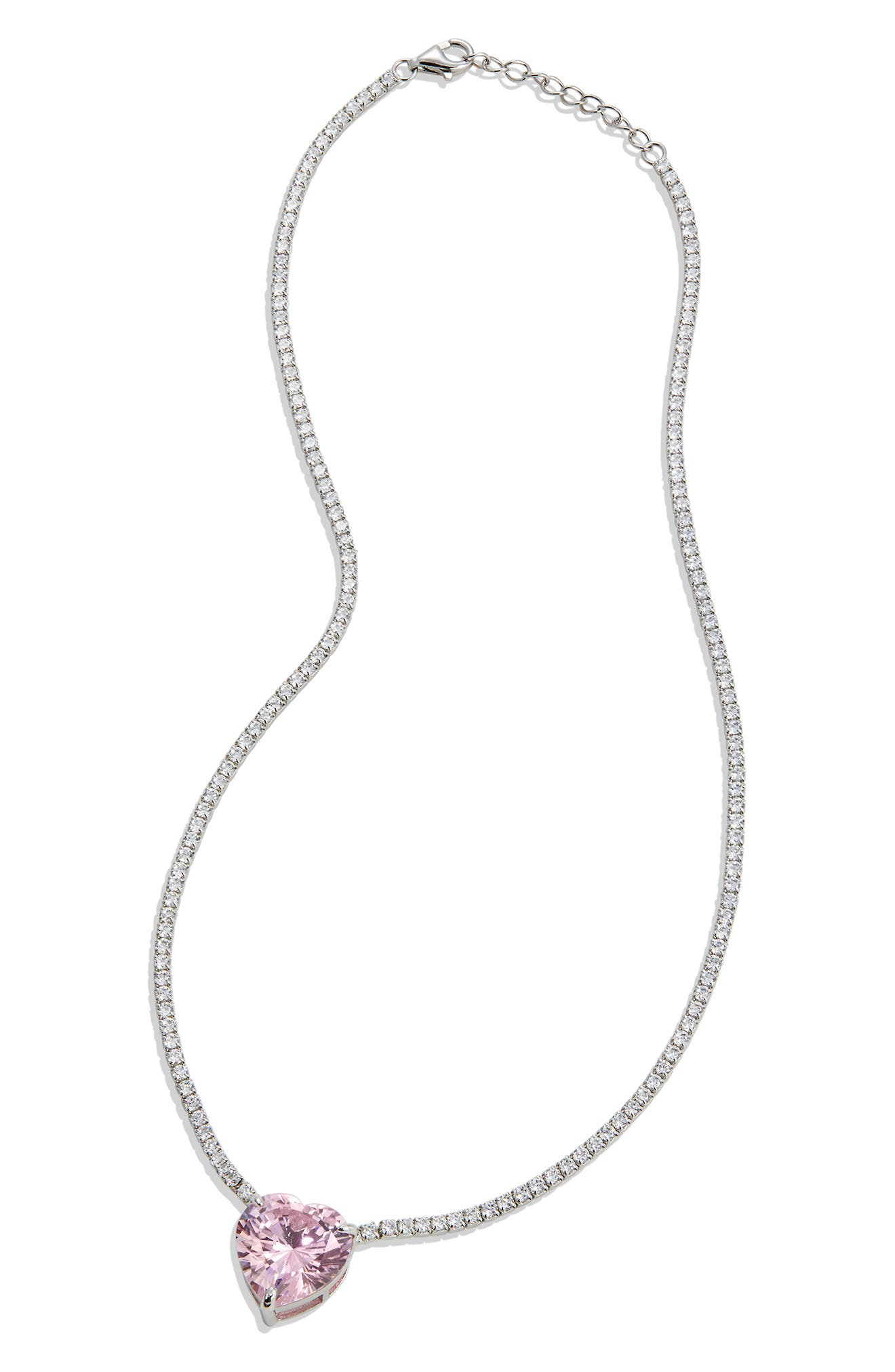 SAVVY CIE JEWELS Sterling Silver & Lab Sapphire Tennis Necklace in Pink 