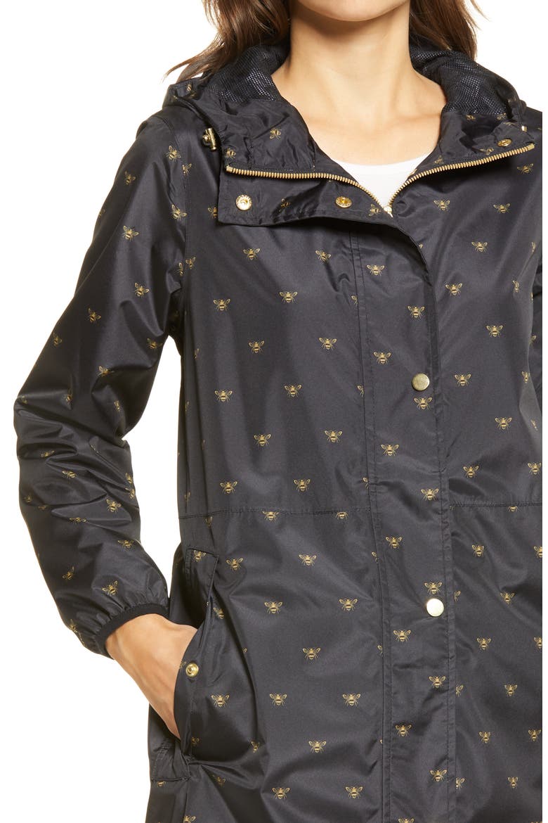 Women's Weybridge Polka Dot Packable Waterproof Raincoat, Alternate, color, BLACK GOLD BEE